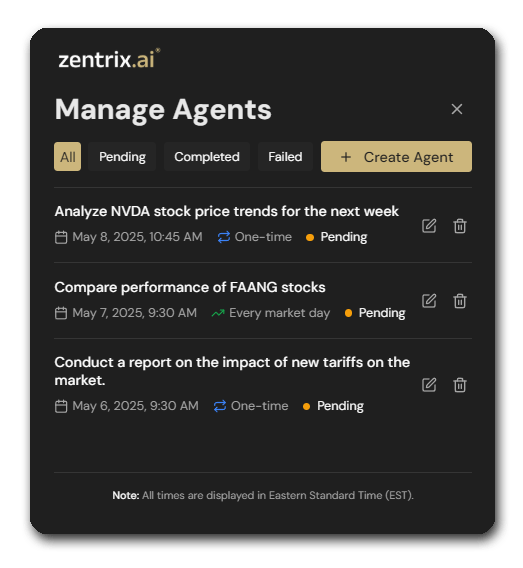 Managing scheduled agents with Coach Z